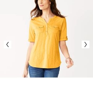 Set of Two Women's Croft & Barrow Roll-Tab Utility Henley Top